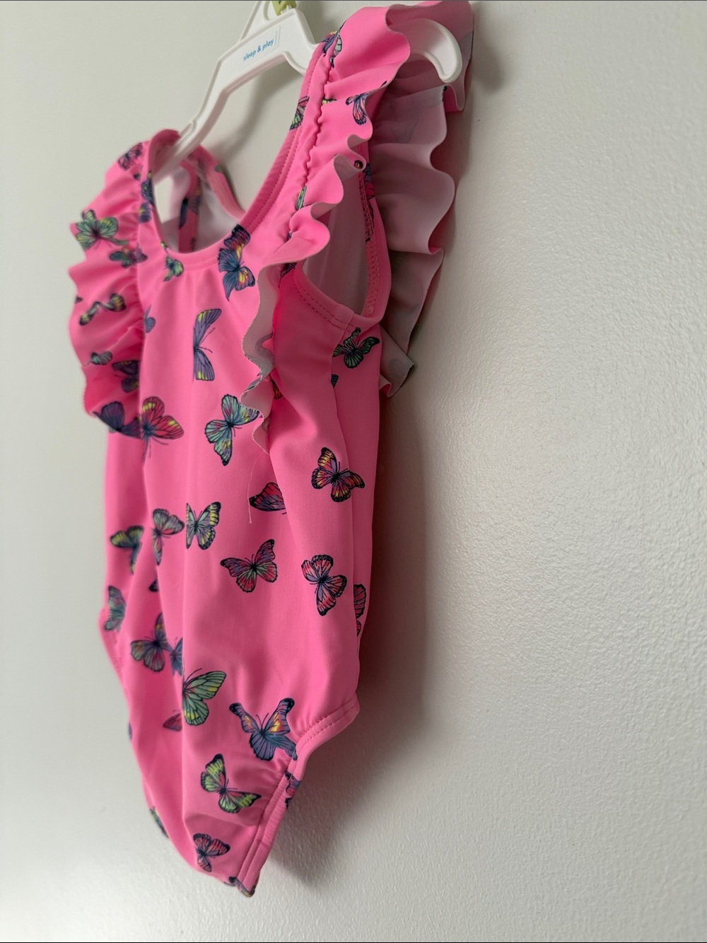 Pink Butterfly Ruffle One-Piece - Picture 2 of 3